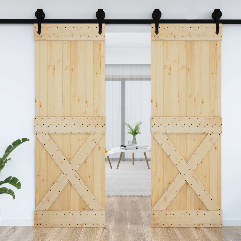 Ușă Cross NARVIK 80x210cm Lemn de Pin Solid (Nefinisat) natural