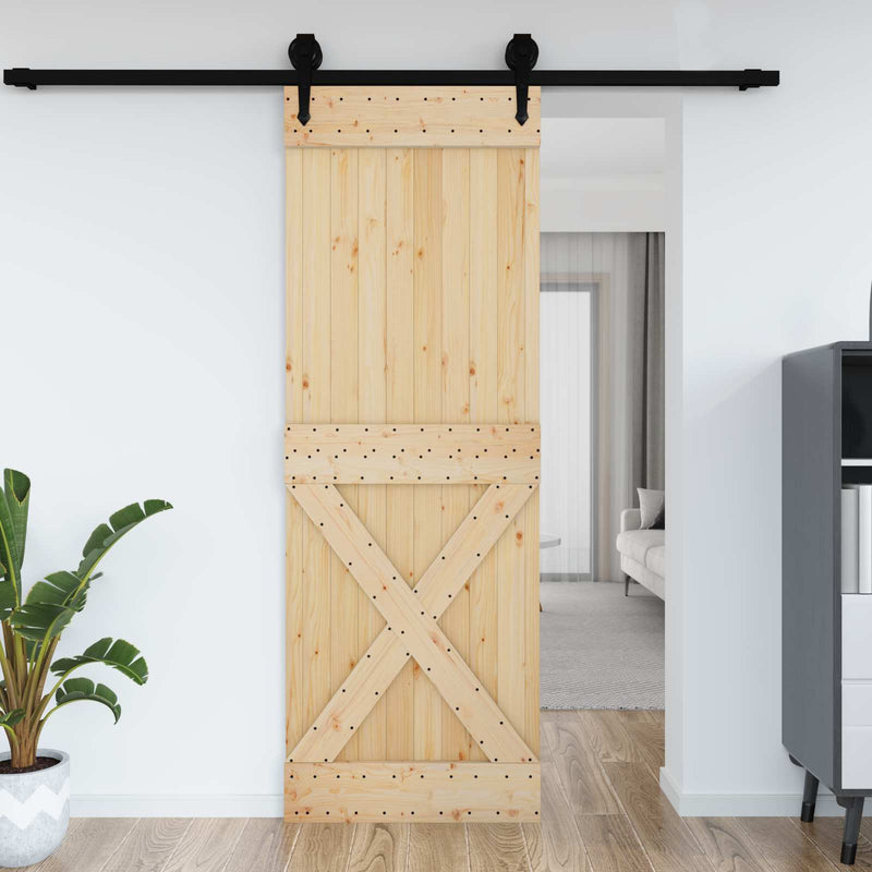 Ușă Cross NARVIK 80x210cm Lemn de Pin Solid (Nefinisat) natural