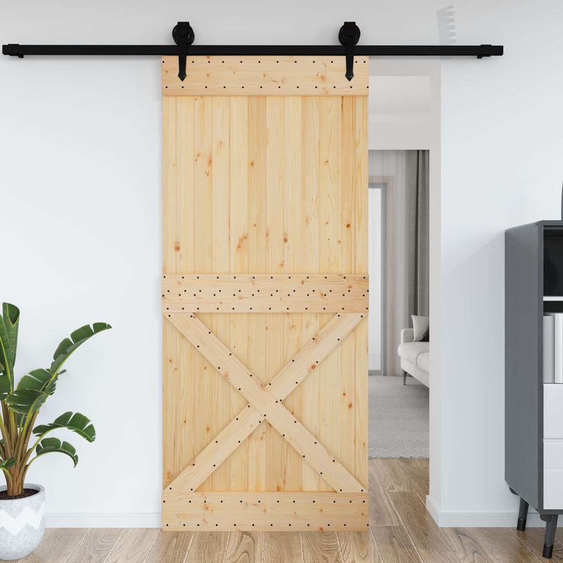 Ușă NARVIK 100 x 210 cm Lemn de Pin Solid (Nefinisat) natural