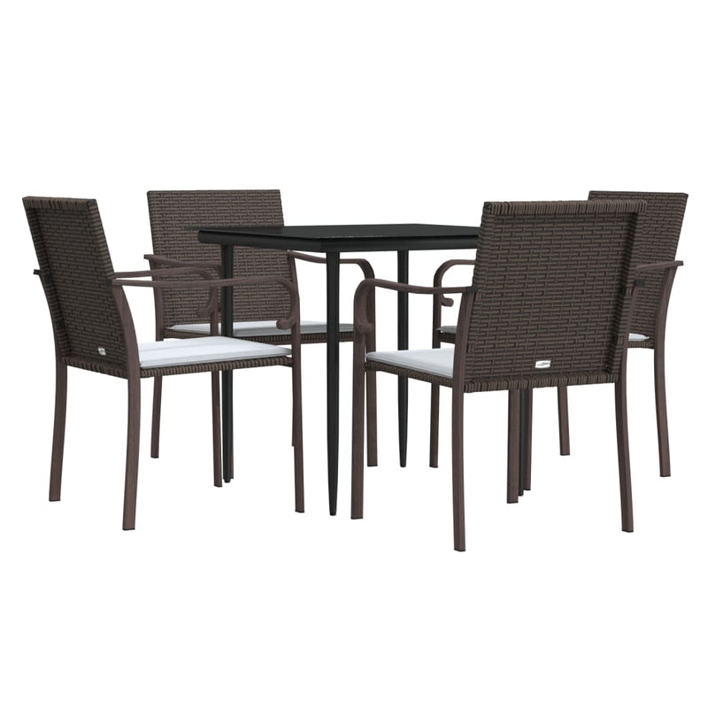 Set mobilier de grădină cu perne, 5 piese, poliratan și oțel