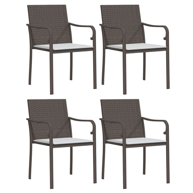 Set mobilier de grădină cu perne, 5 piese, poliratan și oțel