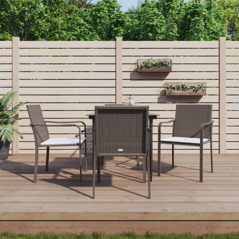 Set mobilier de grădină cu perne, 5 piese, poliratan și oțel