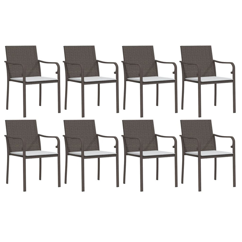 Set mobilier de grădină cu perne, 9 piese, poliratan și oțel