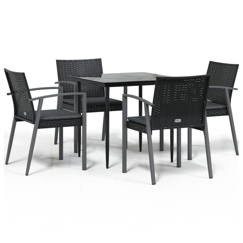 Set mobilier de grădină cu perne, 5 piese, poliratan și oțel