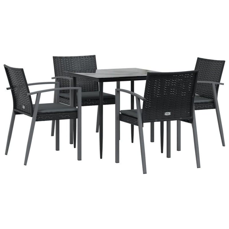 Set mobilier de grădină cu perne, 5 piese, poliratan și oțel