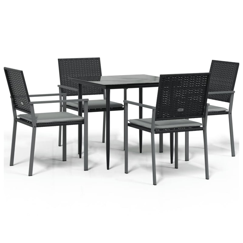Set mobilier de grădină cu perne, 5 piese, poliratan și oțel