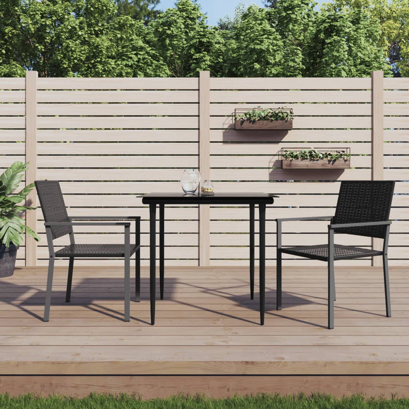 Set mobilier de grădină, 3 piese, poliratan și oțel