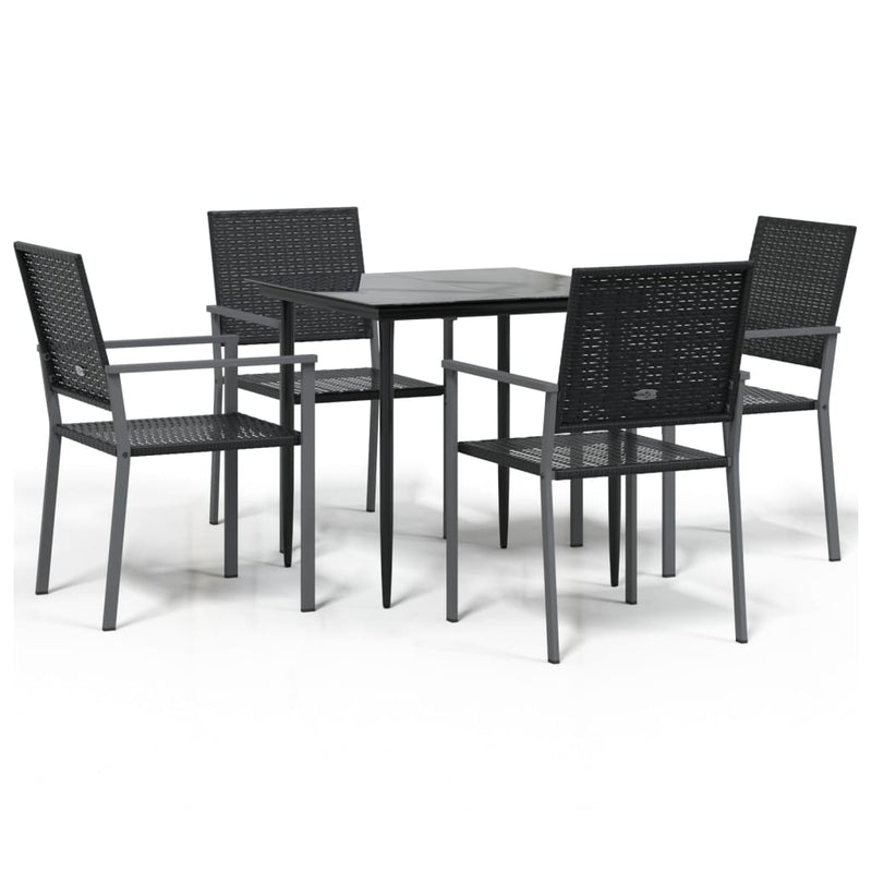 Set mobilier de grădină, 5 piese, poliratan și oțel