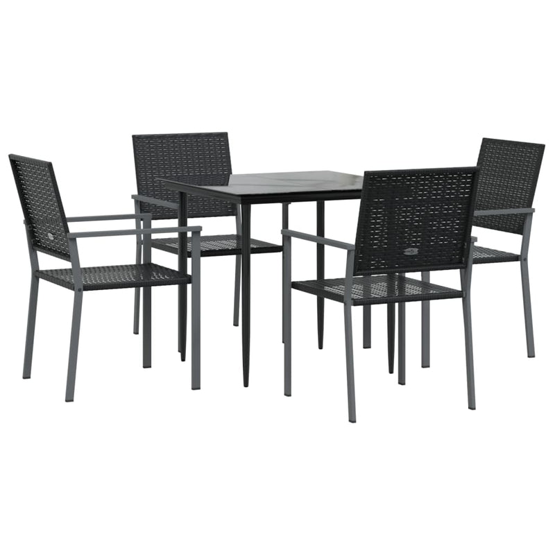 Set mobilier de grădină, 5 piese, poliratan și oțel
