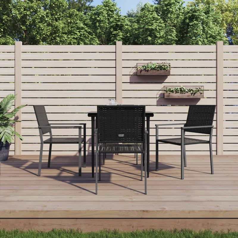 Set mobilier de grădină, 5 piese, poliratan și oțel