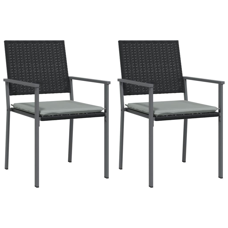 Set mobilier de grădină cu perne, 3 piese, poliratan și oțel