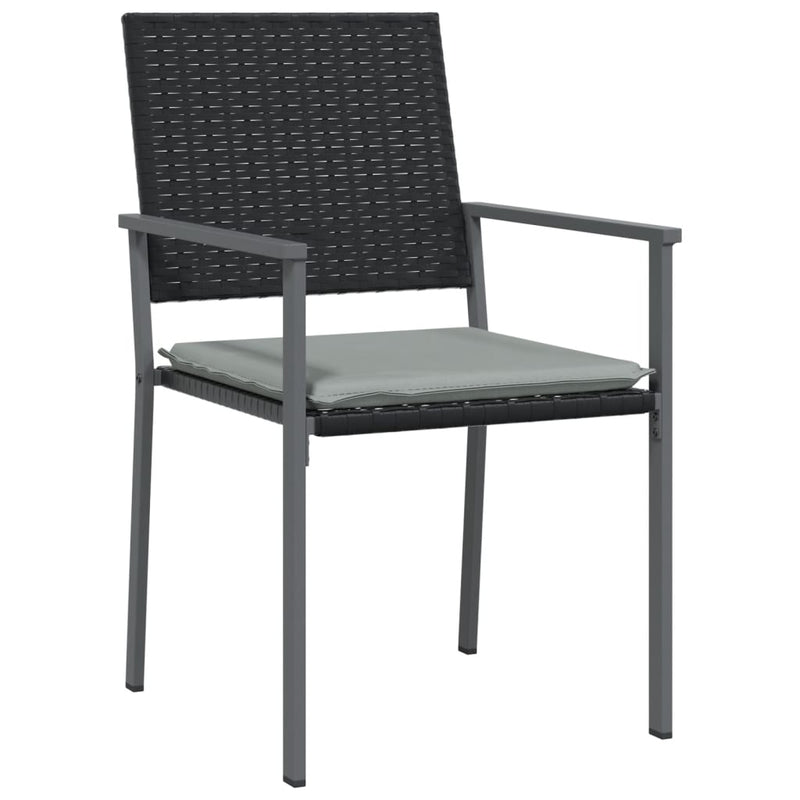 Set mobilier de grădină cu perne, 3 piese, poliratan și oțel
