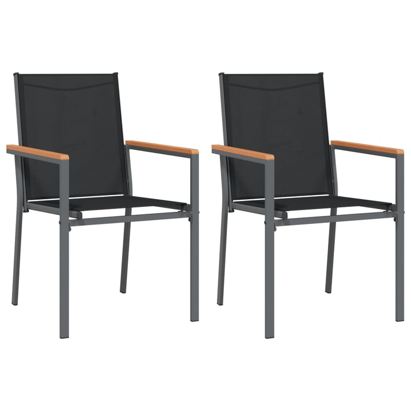Set mobilier de grădină, 3 piese, negru, textilenă și oțel