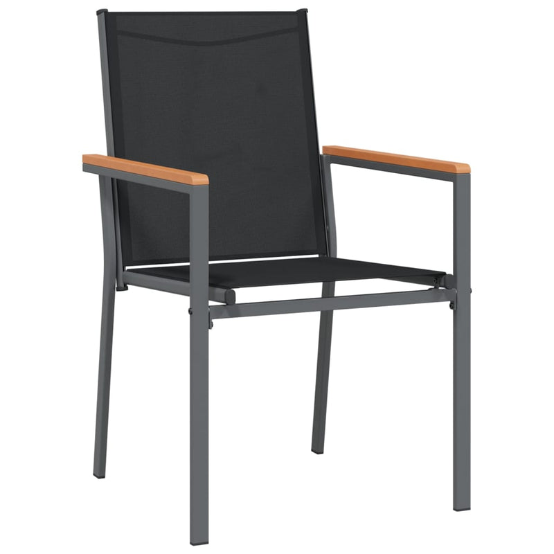 Set mobilier de grădină, 3 piese, negru, textilenă și oțel