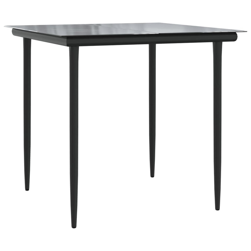 Set mobilier de grădină, 3 piese, negru, textilenă și oțel