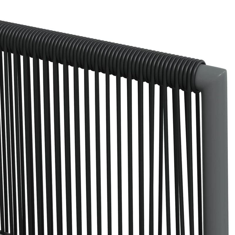 Set mobilier grădină cu perne, 3 piese, negru, poliratan & oțel