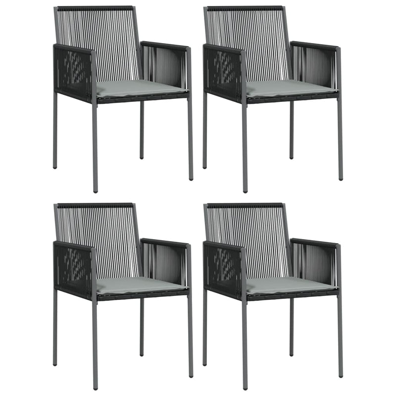 Set mobilier grădină cu perne, 5 piese, negru, poliratan & oțel