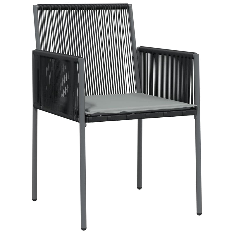 Set mobilier grădină cu perne, 5 piese, negru, poliratan & oțel