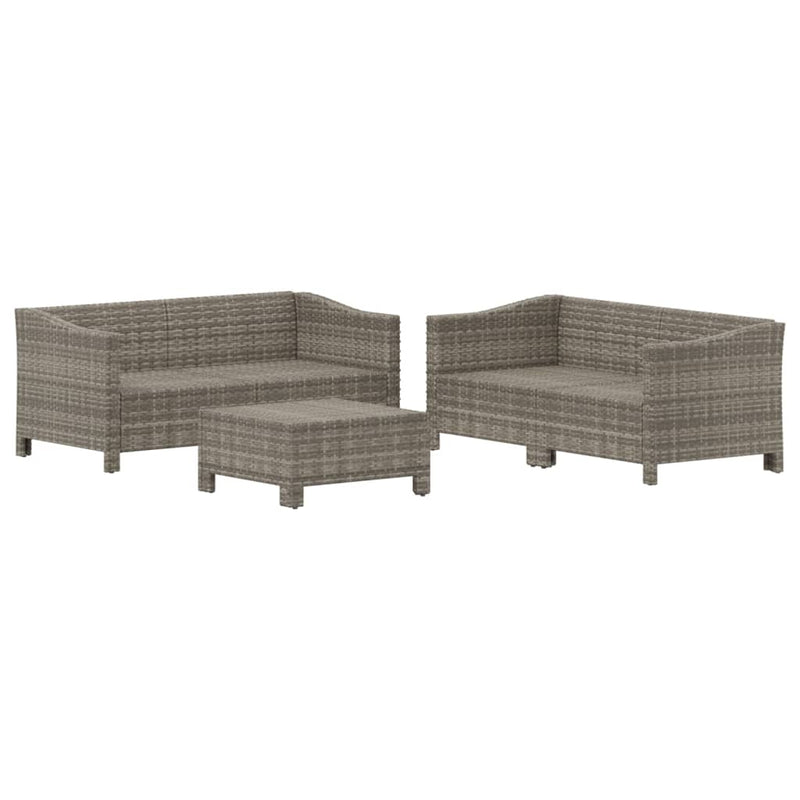 Set mobilier de grădină cu perne, 5 piese, gri, poliratan
