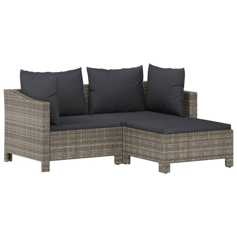 Set mobilier de grădină cu perne, 5 piese, gri, poliratan