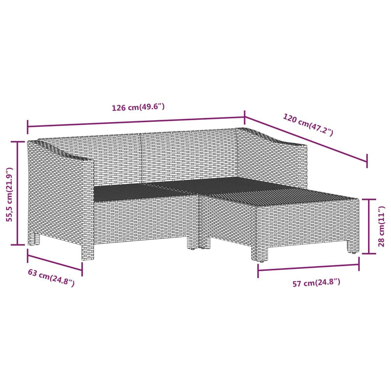 Set mobilier de grădină cu perne, 5 piese, gri, poliratan