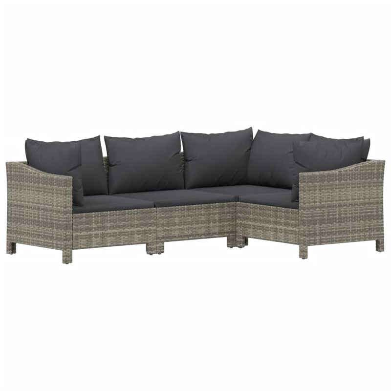 Set mobilier de grădină cu perne, 5 piese, gri, poliratan