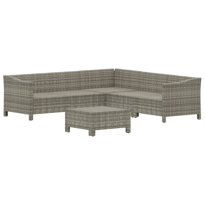 Set mobilier de grădină cu perne, 6 piese, gri, poliratan