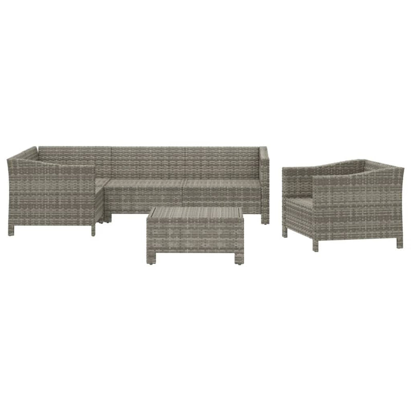 Set mobilier de grădină cu perne, 6 piese, gri, poliratan