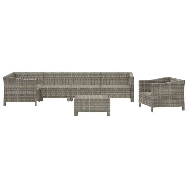 Set mobilier de grădină cu perne, 7 piese, gri, poliratan