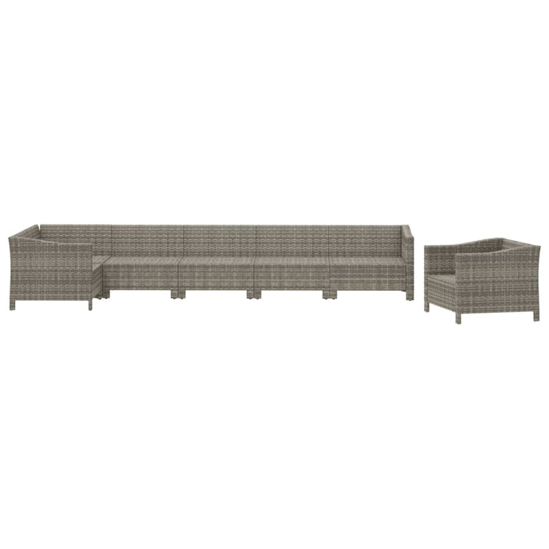 Set mobilier de grădină cu perne, 7 piese, gri, poliratan