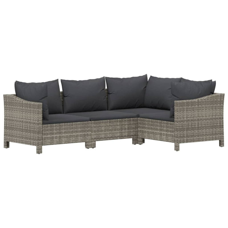 Set mobilier de grădină cu perne, 9 piese, gri, poliratan