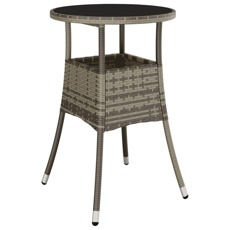 Set bistro de grădină cu perne, 3 piese, gri, poliratan