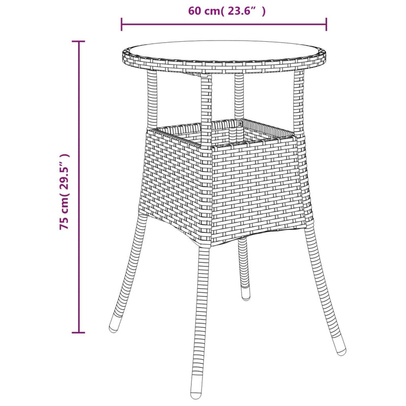 Set bistro de grădină cu perne, 3 piese, gri, poliratan