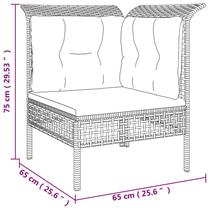 Set mobilier de grădină cu perne, 3 piese, gri, poliratan