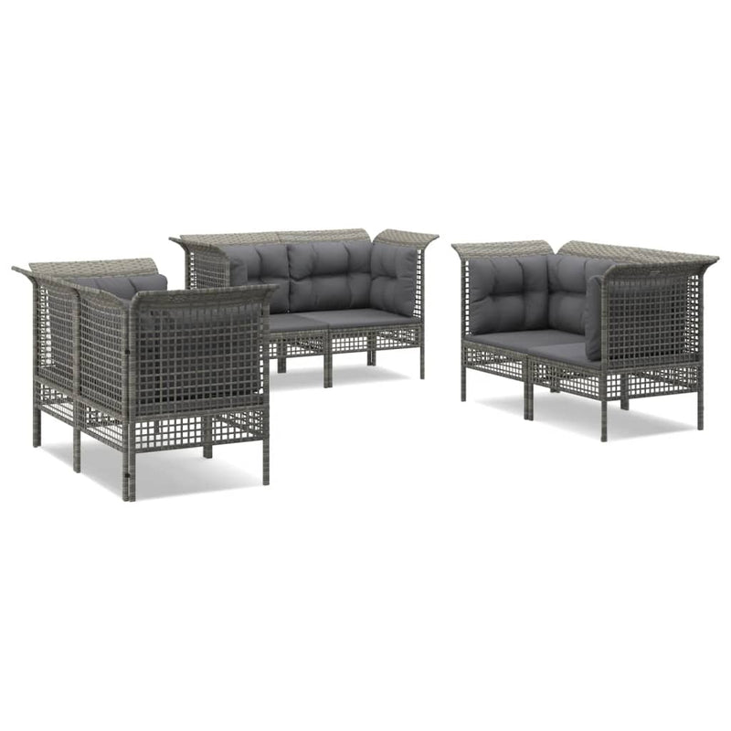 Set mobilier de grădină cu perne, 6 piese, gri, poliratan