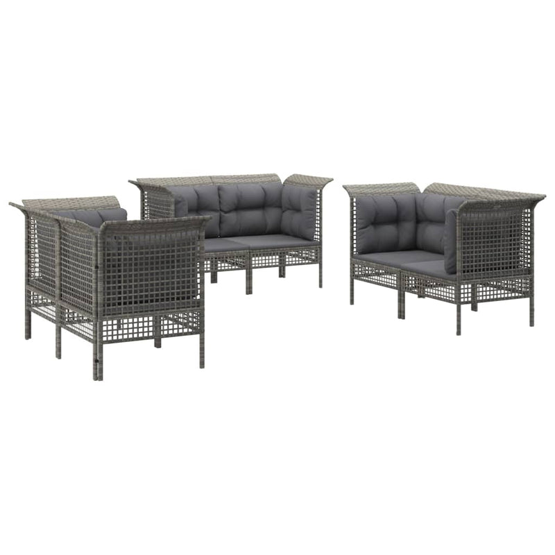 Set mobilier de grădină cu perne, 6 piese, gri, poliratan