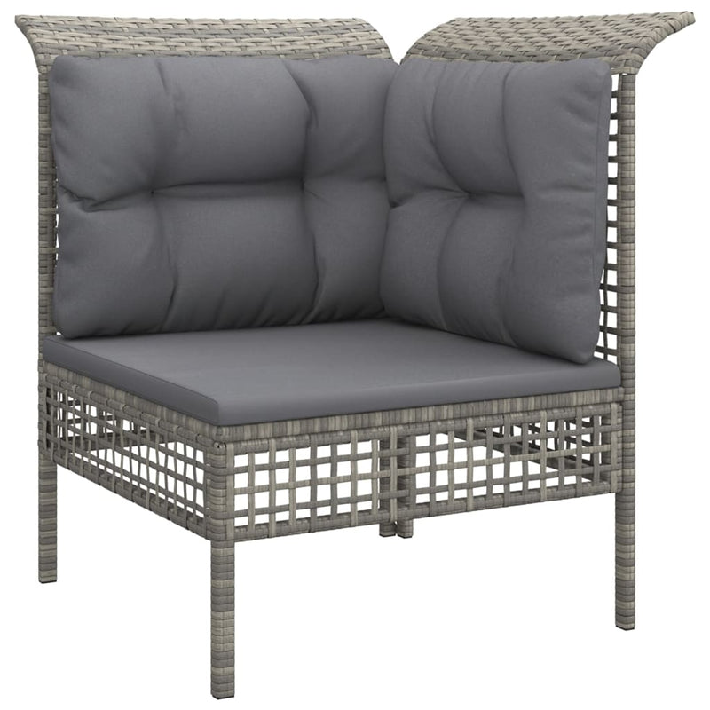 Set mobilier de grădină cu perne, 5 piese, gri, poliratan