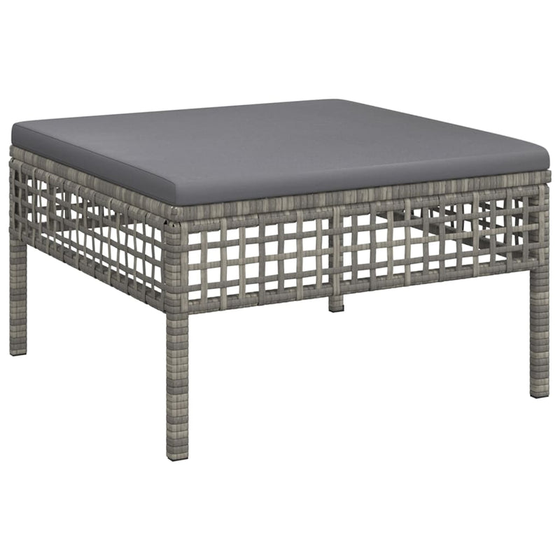 Set mobilier de grădină cu perne, 5 piese, gri, poliratan
