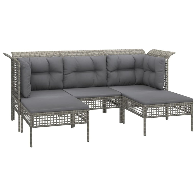 Set mobilier de grădină cu perne, 6 piese, gri, poliratan