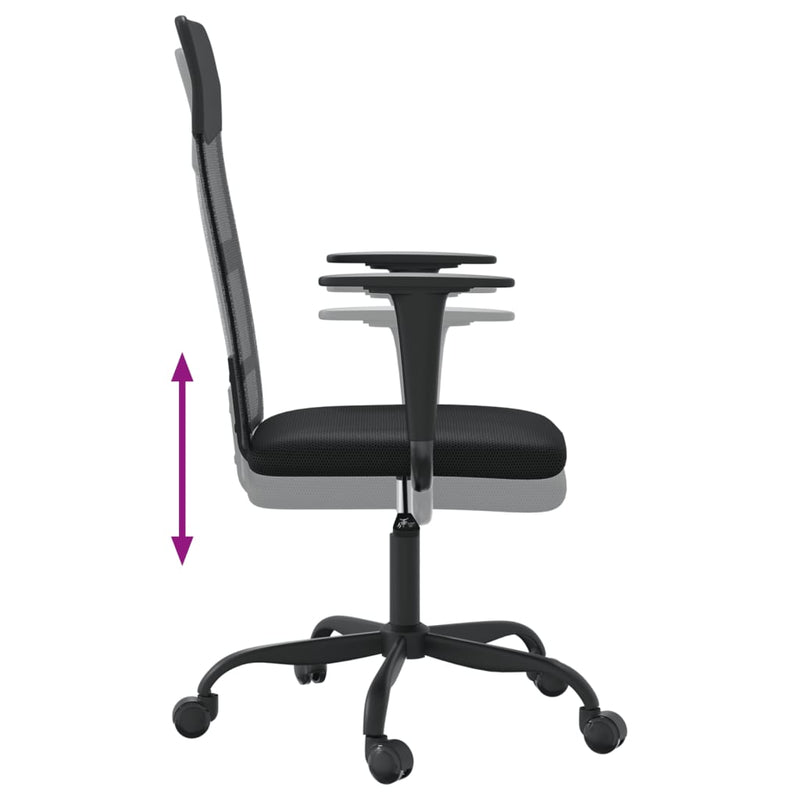 Scaun birou reglabil în înălțime negru piele artificială/plasă