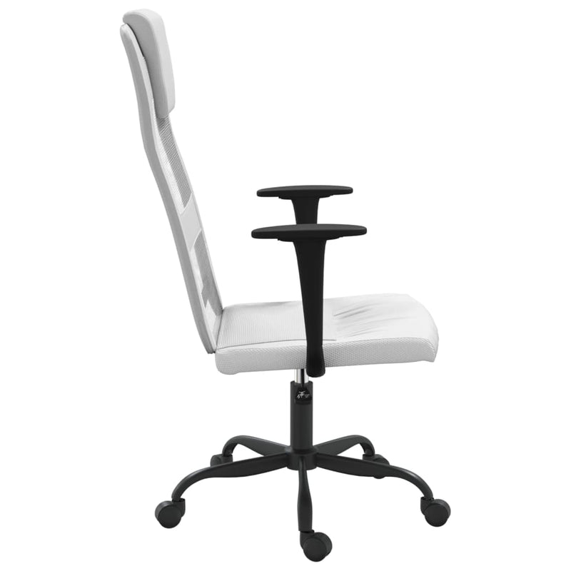 Scaun birou reglabil în înălțime, alb, piele artificială/plasă