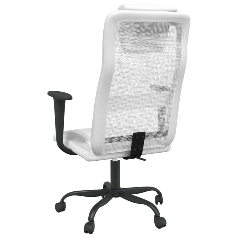 Scaun birou reglabil în înălțime, alb, piele artificială/plasă
