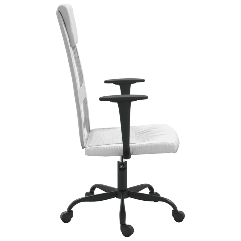 Scaun birou reglabil în înălțime, alb, piele artificială/plasă