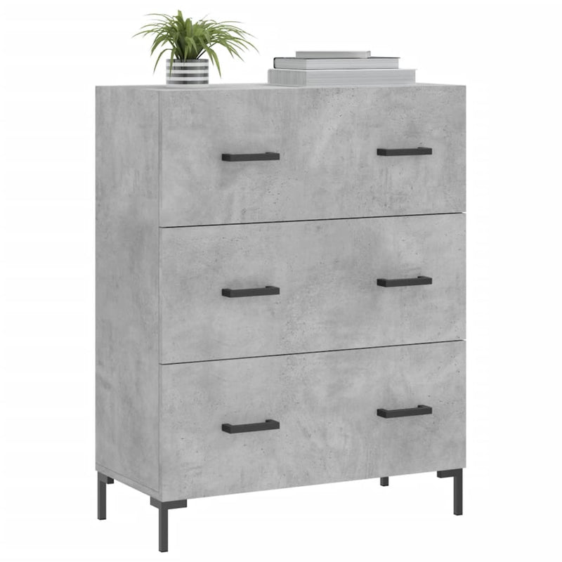 Servantă, gri beton, 69,5x34x90 cm, lemn compozit