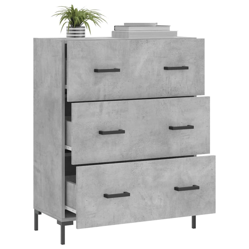 Servantă, gri beton, 69,5x34x90 cm, lemn compozit