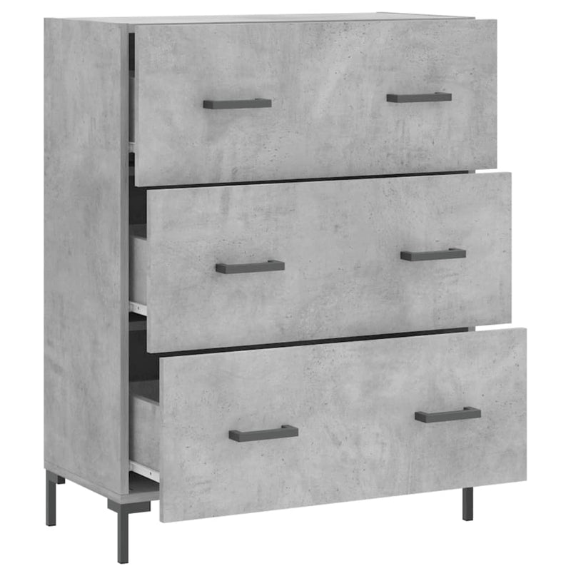 Servantă, gri beton, 69,5x34x90 cm, lemn compozit