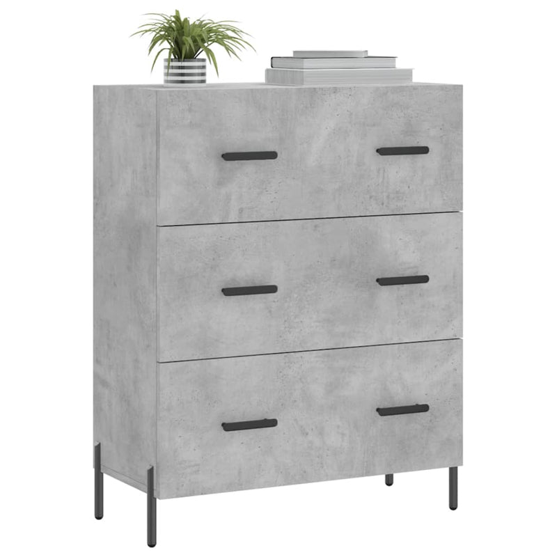 Servantă, gri beton, 69,5x34x90 cm, lemn compozit