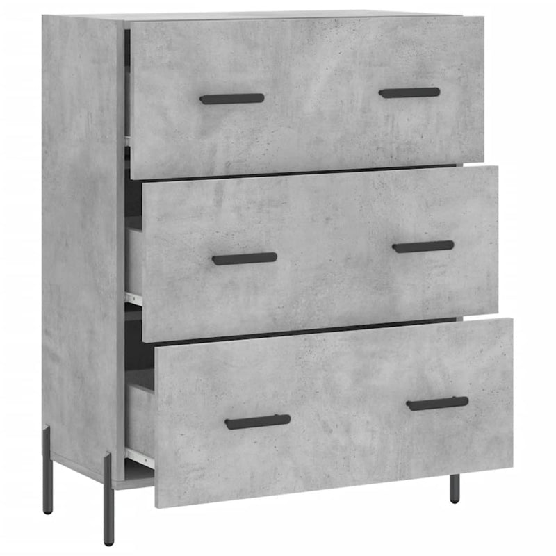 Servantă, gri beton, 69,5x34x90 cm, lemn compozit