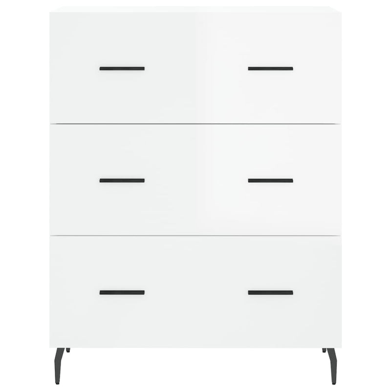 Servantă, alb extralucios, 69,5x34x90 cm, lemn compozit
