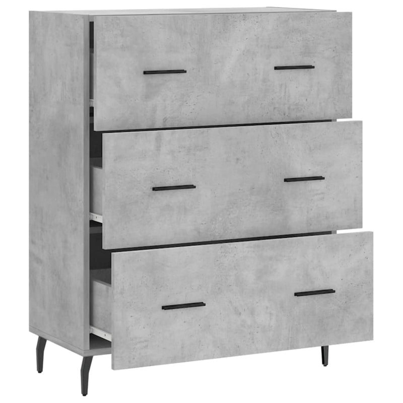 Servantă, gri beton, 69,5x34x90 cm, lemn compozit